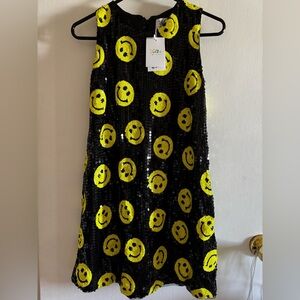 Black Sequin Dress with Yellow Smiley Faces LOLA & The Boys